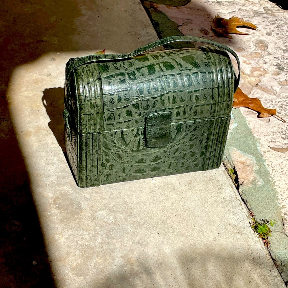 BARBARA BOLAN Italy Vintage Bag, green reptile